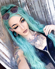 Green Slight Wavy Synthetic Wigs-Everyday Wigs