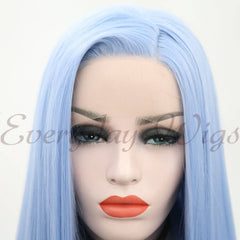 Long Blue Straight Synthetic Lace Front Wig-Everyday Wigs
