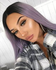 Ombre Light Purple Synthetic Lace Front Wig-Everyday Wigs