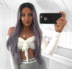 Ombre Light Purple Synthetic Lace Front Wig-Everyday Wigs