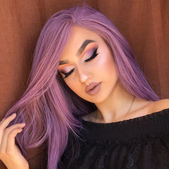 Purple Wavy Synthetic Lace Front Wig-Everyday Wigs