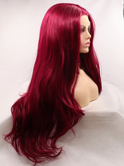 Red Wavy Synthetic Lace Front Wigs-Everyday Wigs