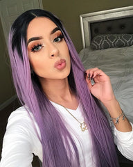 Ombre Light Purple Synthetic Lace Front Wig-Everyday Wigs