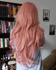 Candy Pink Wavy Synthetic Lace Front Wig-Everyday Wigs