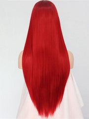 Long Straight Red Synthetic Lace Front Wigs-Everyday Wigs