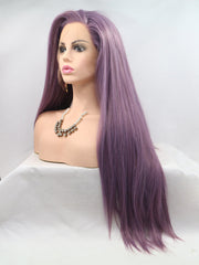 Purple Wavy Long Synthetic Lace Front Wig - Everyday Wigs