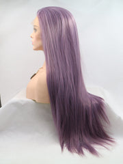 Purple Wavy Long Synthetic Lace Front Wig - Everyday Wigs