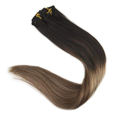 Ombre Blonde Clip in Hair Extensions #1B/#6/#27-Everyday Wigs