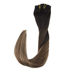 Ombre Blonde Clip in Hair Extensions #1B/#6/#27-Everyday Wigs