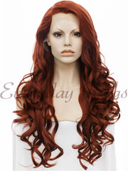 Auburn Wavy Long Synthetic Lace Front Wig - Everyday Wigs