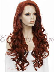 Auburn Wavy Long Synthetic Lace Front Wig - Everyday Wigs