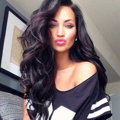 Big Wave Long Black Natural Lace Front 360 Lace Real Glueless Human Hair Wigs-Everyday Wigs