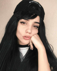 Black Lace Front Wigs with Bangs-Everyday Wigs