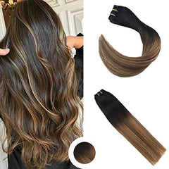 Black Mix Dark Brown Clip in Hair Extensions #1B/M4/27-Everyday Wigs