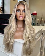 Blonde Highlights Real Natural Lace Front 360 Glueless Human Hair Wigs for Caucasian Women-Everyday Wigs