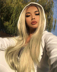 Blonde Ombre Long Straight Synthetic Lace Front Wig-Everyday Wigs