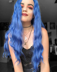 Blue Slight Wavy Synthetic Lace Front Wig-Everyday Wigs