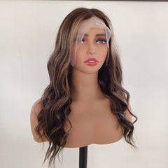 Brown Blonde 360 Lace Real Natural Glueless Human Hair Wigs for Caucasian Women - Everyday Wigs