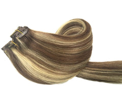 Brown highlight Blonde Clip in Hair Extensions-Everyday Wigs