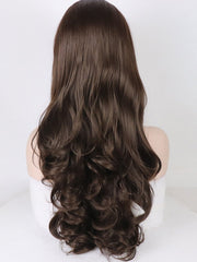 Brown Long Wavy Synthetic Lace Front Wigs-Everyday Wigs