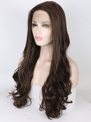 Brown Long Wavy Synthetic Lace Front Wigs-Everyday Wigs