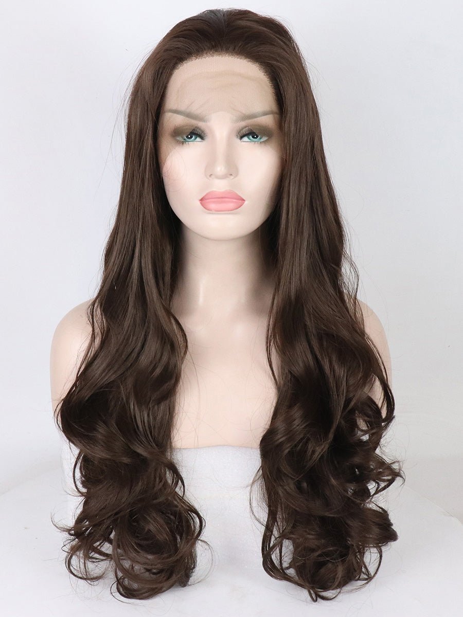 Brown Long Wavy Synthetic Lace Front Wigs-Everyday Wigs