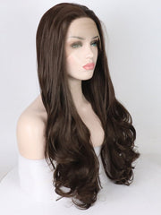 Brown Long Wavy Synthetic Lace Front Wigs-Everyday Wigs