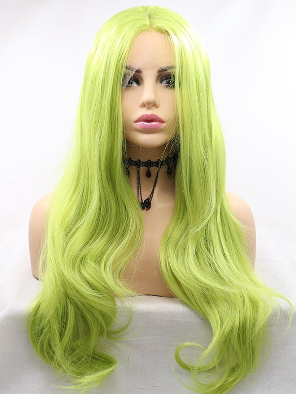 Green Long Wavy Synthetic Lace Front Wig-Everyday Wigs