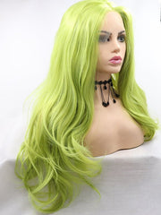 Green Long Wavy Synthetic Lace Front Wig-Everyday Wigs