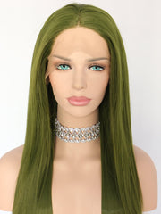 Green Straight Synthetic Lace Front Wig-Everyday Wigs