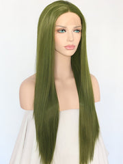 Green Straight Synthetic Lace Front Wig-Everyday Wigs