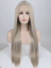 Grey Blonde Synthetic Lace Front Wig - Everyday Wigs