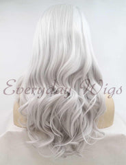 Grey Long Wavy Synthetic Lace Front Wig - Everyday Wigs