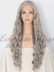 Grey Slight Wavy Synthetic Front Lace Wigs-Everyday Wigs