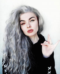 Grey Slight Wavy Synthetic Front Lace Wigs-Everyday Wigs