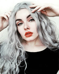 Grey Slight Wavy Synthetic Front Lace Wigs-Everyday Wigs