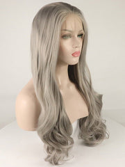 Grey Wavy Synthetic Lace Front Wig-Everyday Wigs