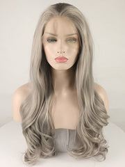 Grey Wavy Synthetic Lace Front Wig-Everyday Wigs