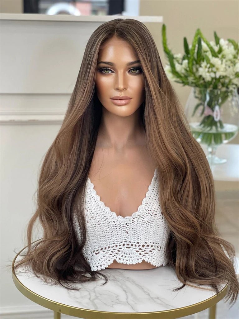 Light Ash Brown Lace Frontal Wigs Natural Wavy Pre Plucked Human Hair Wigs - Everyday Wigs