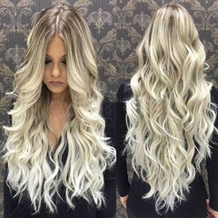 Long Blonde Wavy Lace Front 360 Real Natural Glueless Human Hair Wigs for Caucasian Women-Everyday Wigs