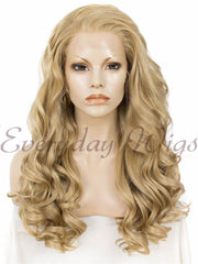 Long Blonde Wavy Synthetic Lace Front Wig - Everyday Wigs