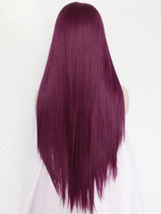 Long Straight Purple Synthetic Lace Front Wigs-Everyday Wigs