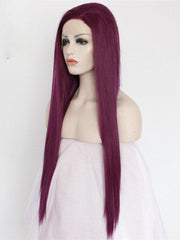 Long Straight Purple Synthetic Lace Front Wigs-Everyday Wigs