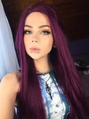 Long Straight Purple Synthetic Lace Front Wigs-Everyday Wigs