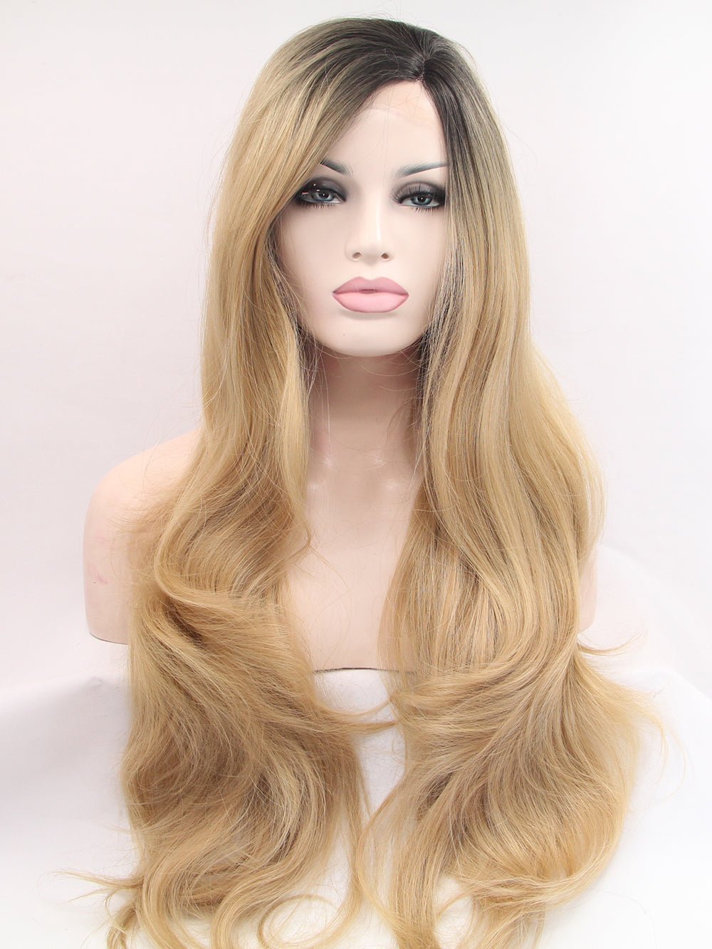 Natural Honey Blonde Ombre Synthetic Front Lace Wigs-Everyday Wigs