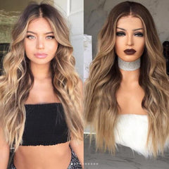 Ombre Blonde Balayage Long Natural Glueless Human Hair Wigs for Caucasian Women-Everyday Wigs