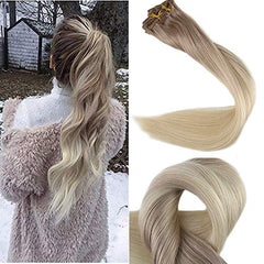 Ombre Blonde Clip in Hair Extensions #18#60-Everyday Wigs