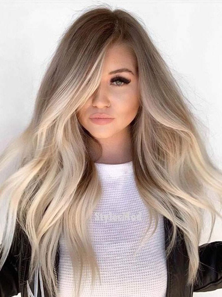 Ombre Blonde Human Lace Front Wigs Preplucked 360 Lace Wigs for Caucasian Women-Everyday Wigs