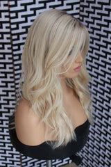Ombre Blonde Wavy Lace Front 360 Real Natural Glueless Human Hair Wigs for Caucasian Women-Everyday Wigs