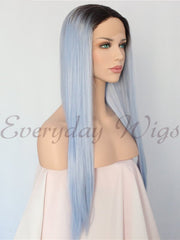 Ombre Blue Synthetic Lace Front Wig-Everyday Wigs